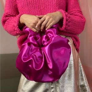 Unique and Fun Pink Scrunchie Baguette Bag